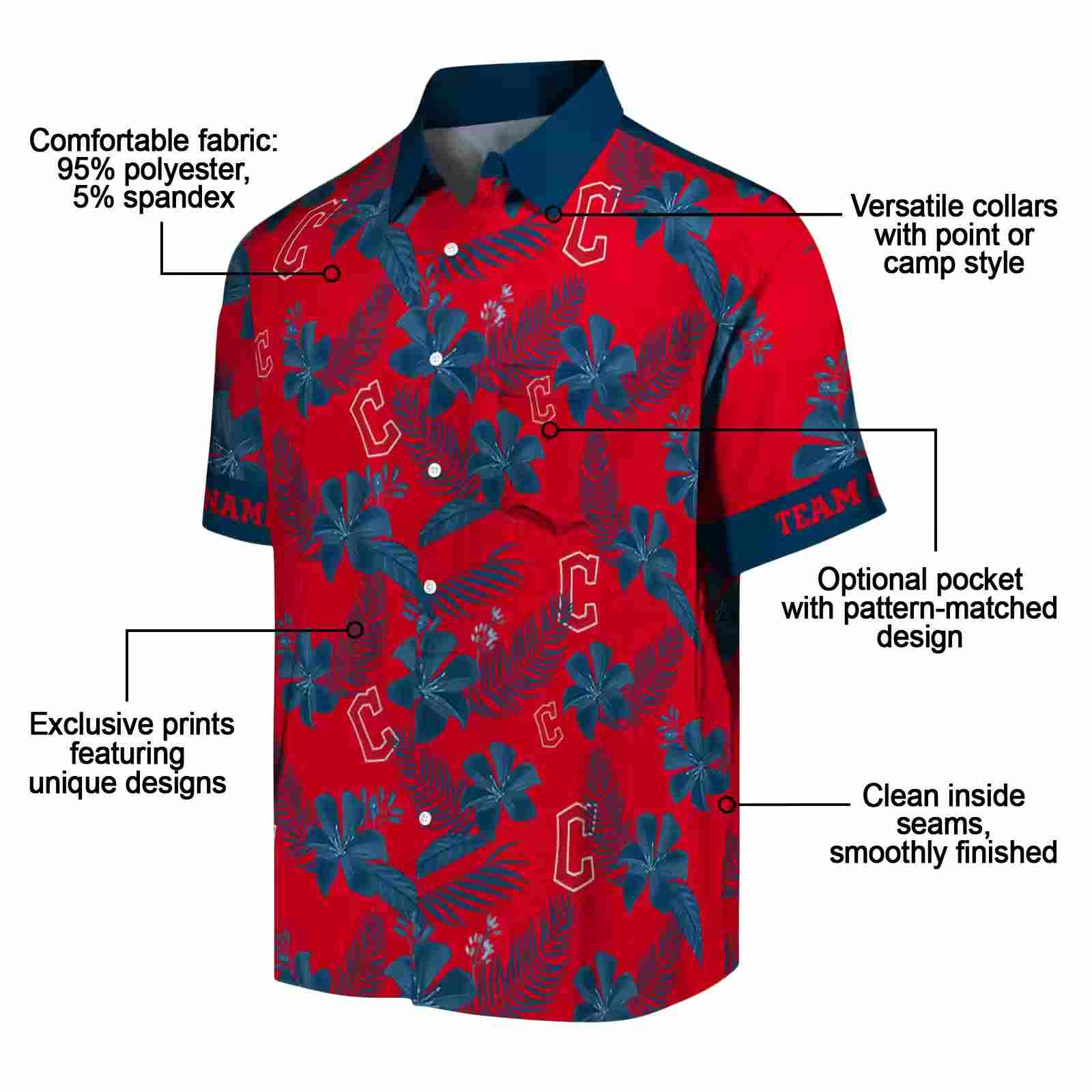 personalized cleveland guardians botanical print red hawaiian shirt new arrival