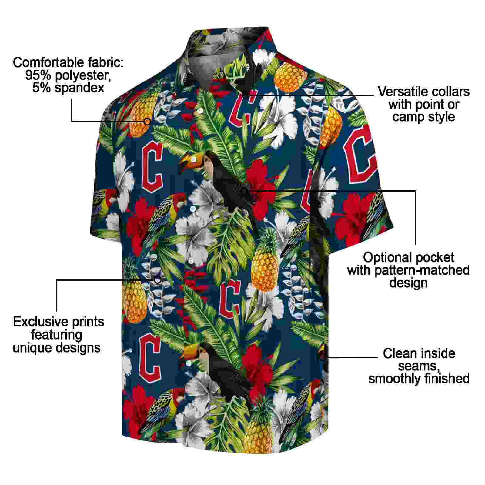 personalized cleveland guardians tropical toucan navy blue green hawaiian shirt new arrival