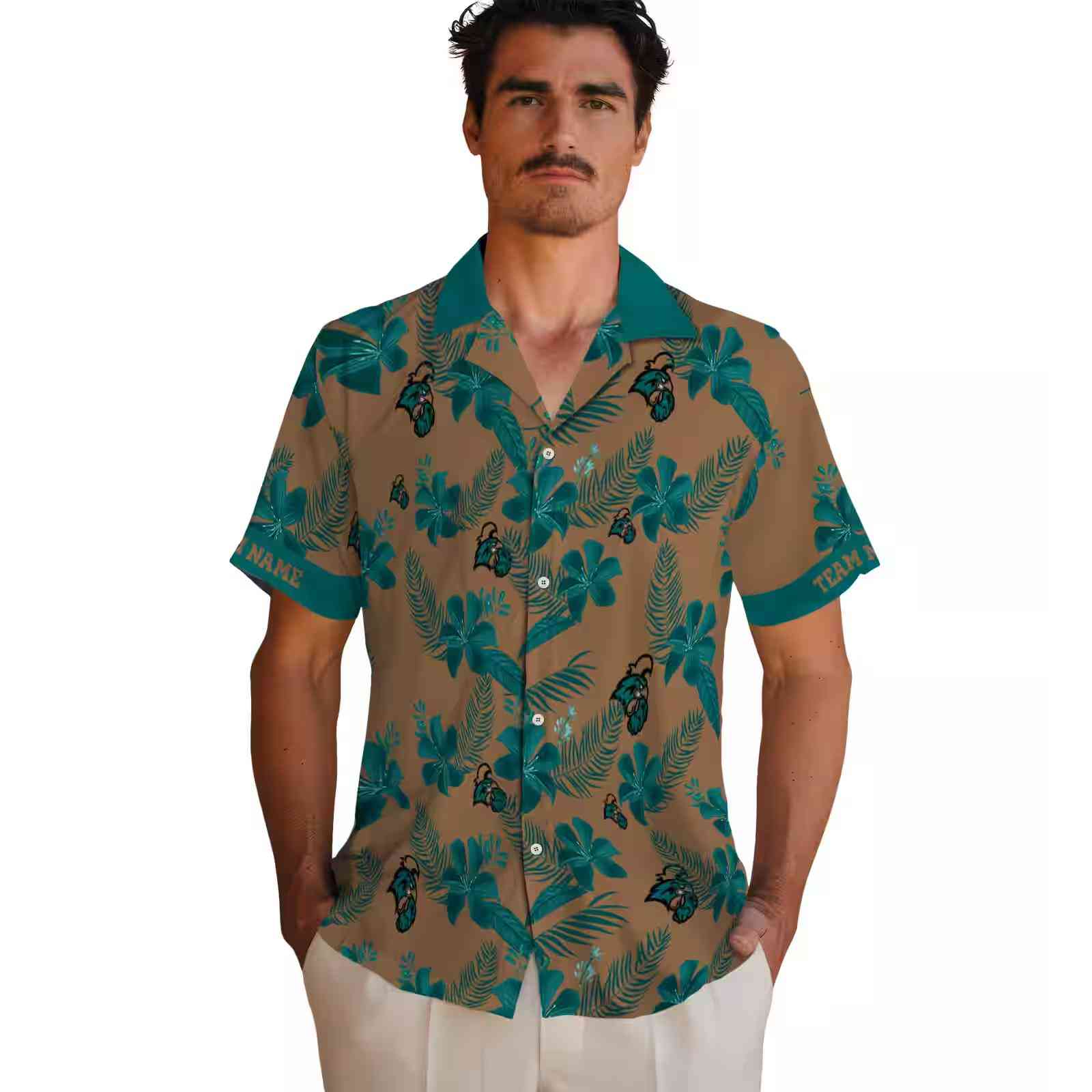 personalized coastal carolina chanticleers botanical print gold hawaiian shirt fashion forward