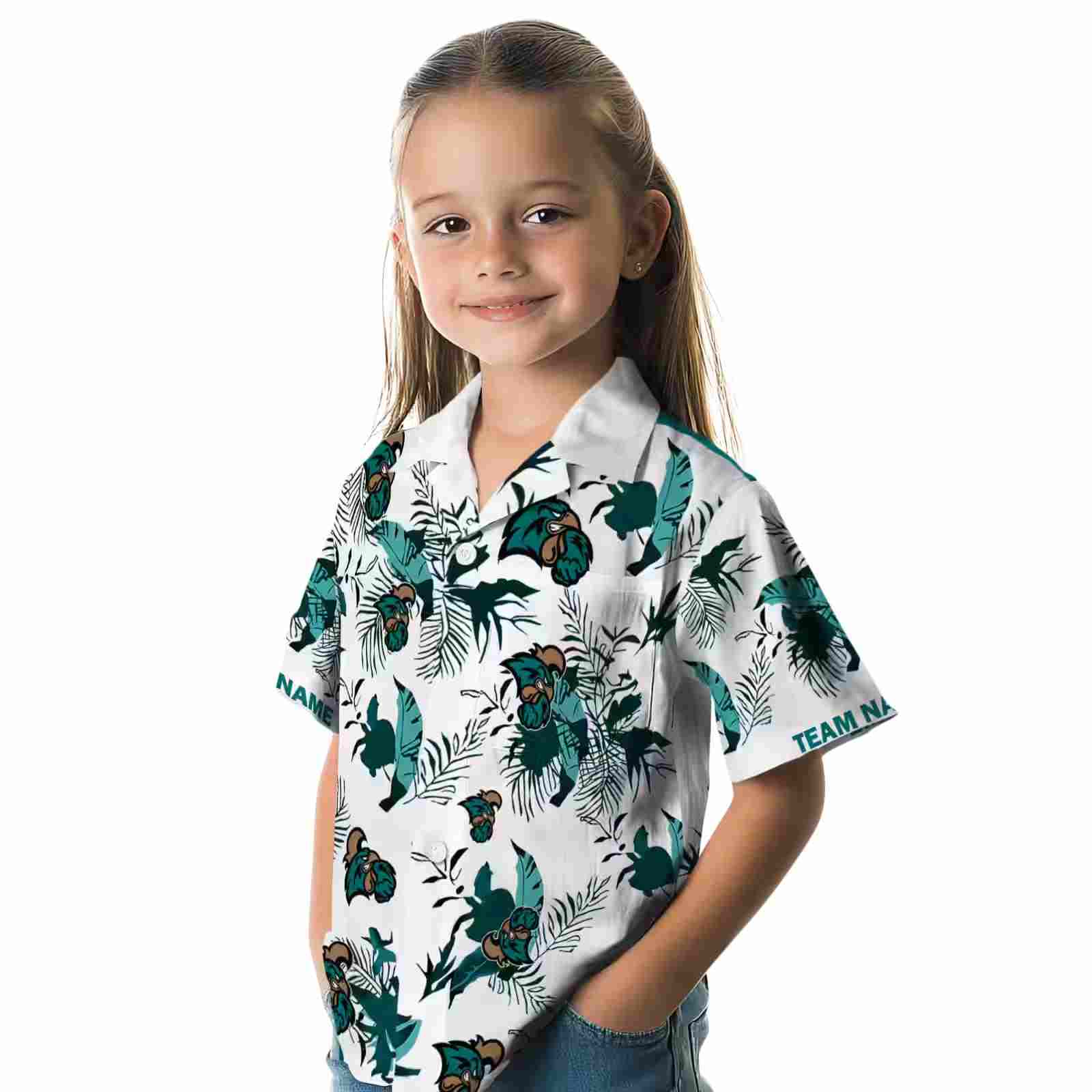 personalized coastal carolina chanticleers botanical theme green white hawaiian shirt premium grade