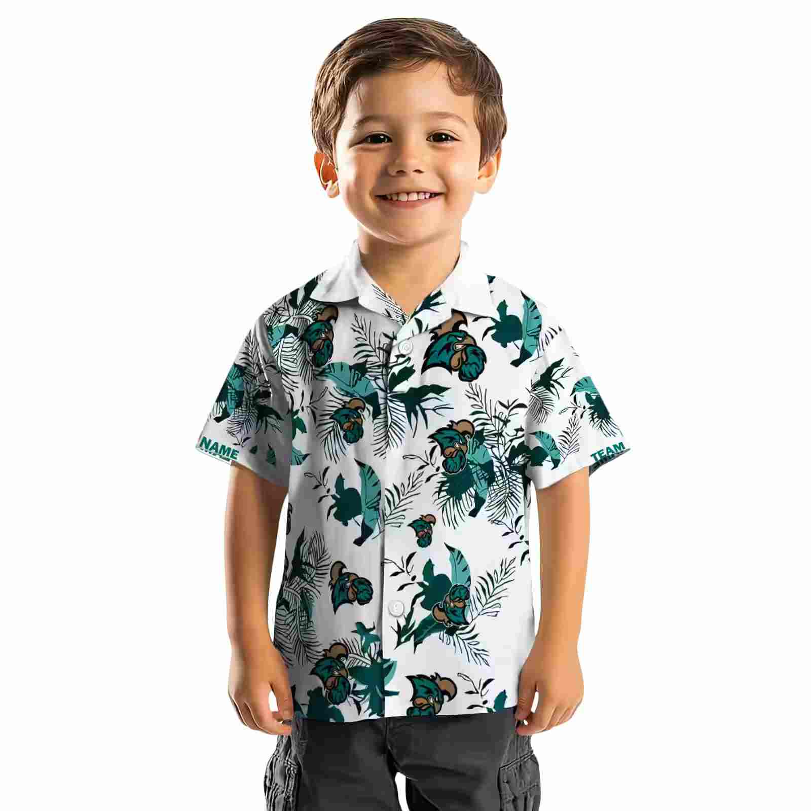 personalized coastal carolina chanticleers botanical theme green white hawaiian shirt top rated