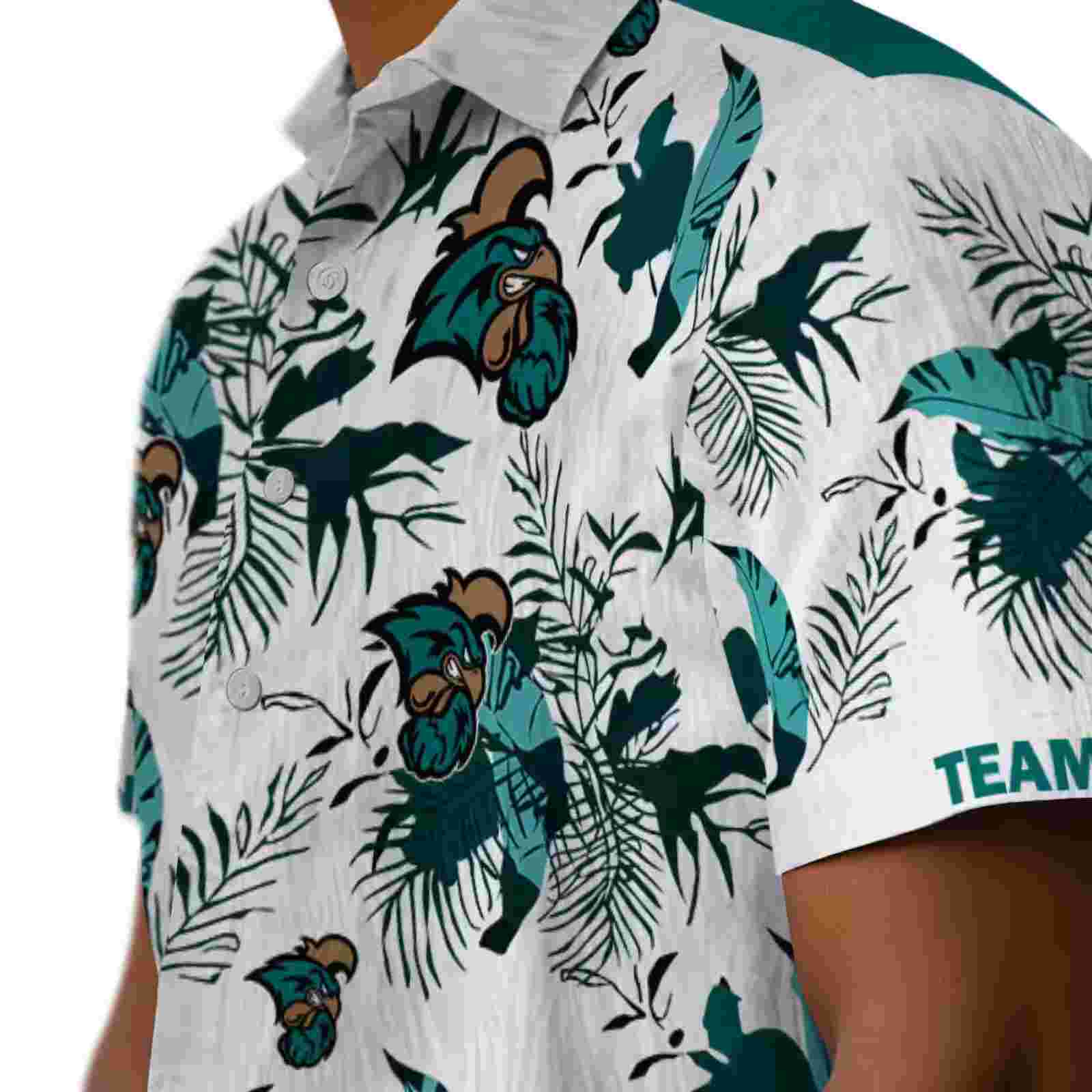 personalized coastal carolina chanticleers botanical theme green white hawaiian shirt trendy