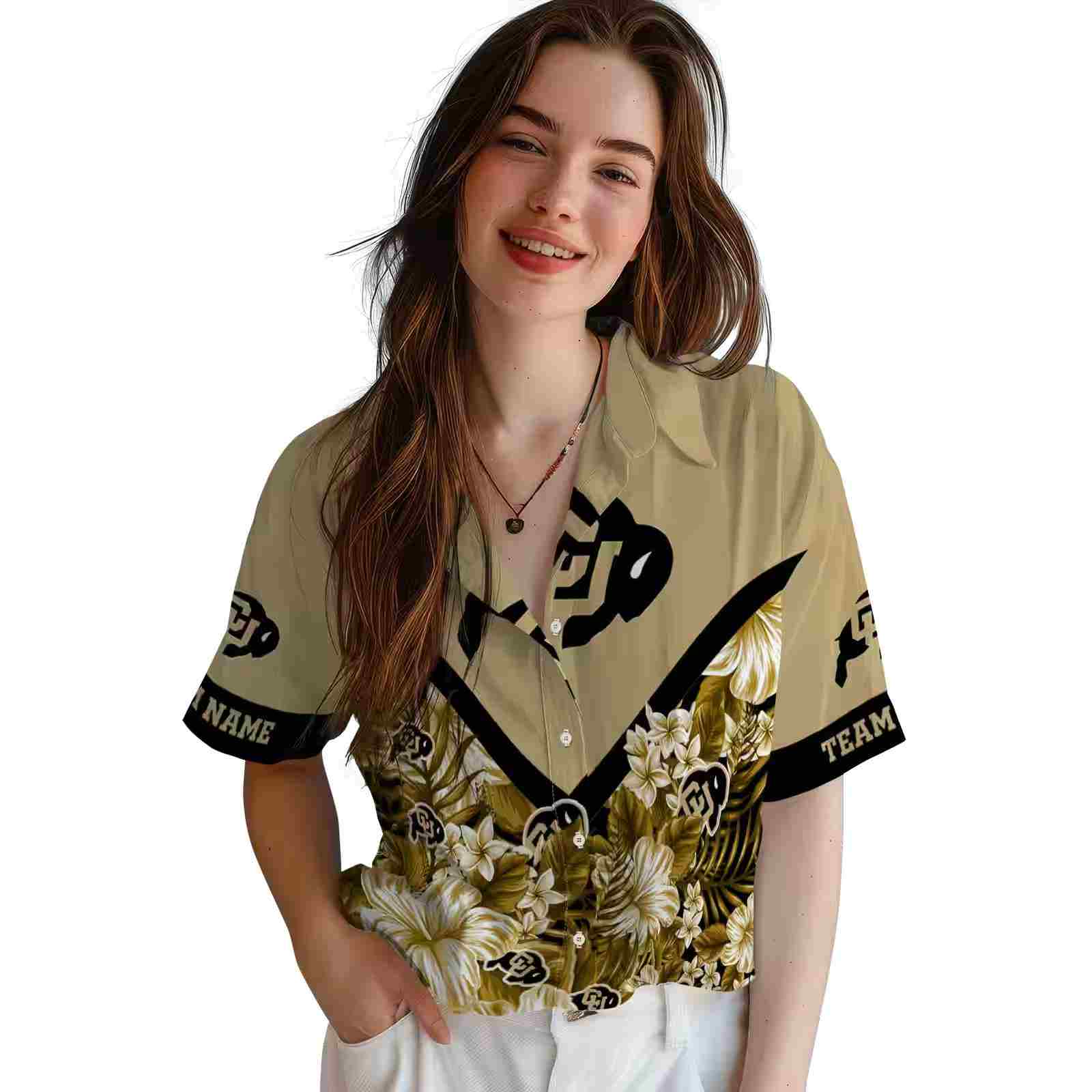 personalized colorado buffaloes floral chevron gold hawaiian shirt latest model