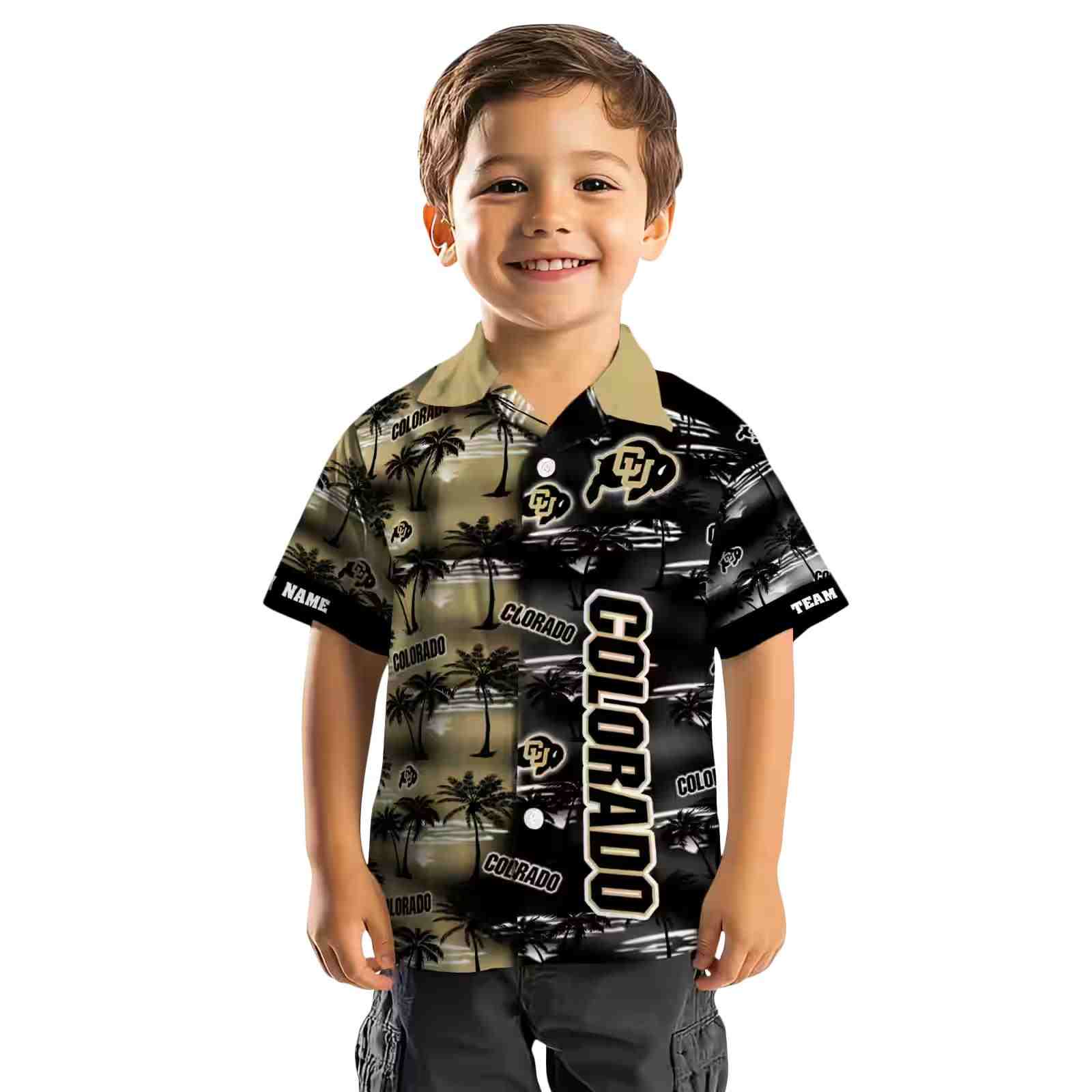 personalized colorado buffaloes palm silhouettes gold hawaiian shirt top rated