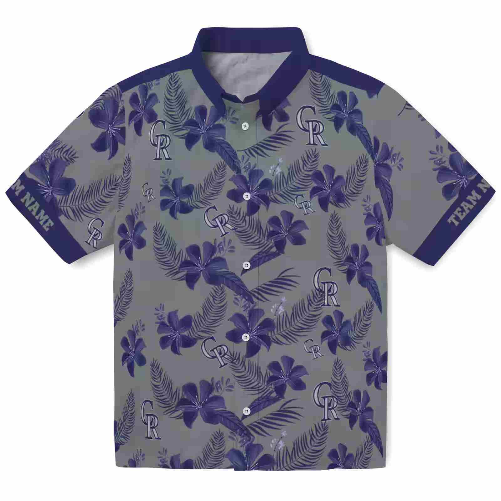 Personalized Colorado Rockies Botanical Print Silver Hawaiian Shirt