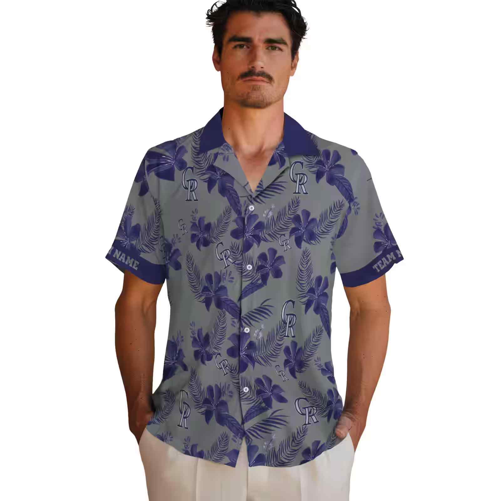 personalized colorado rockies botanical print silver hawaiian shirt fashion forward