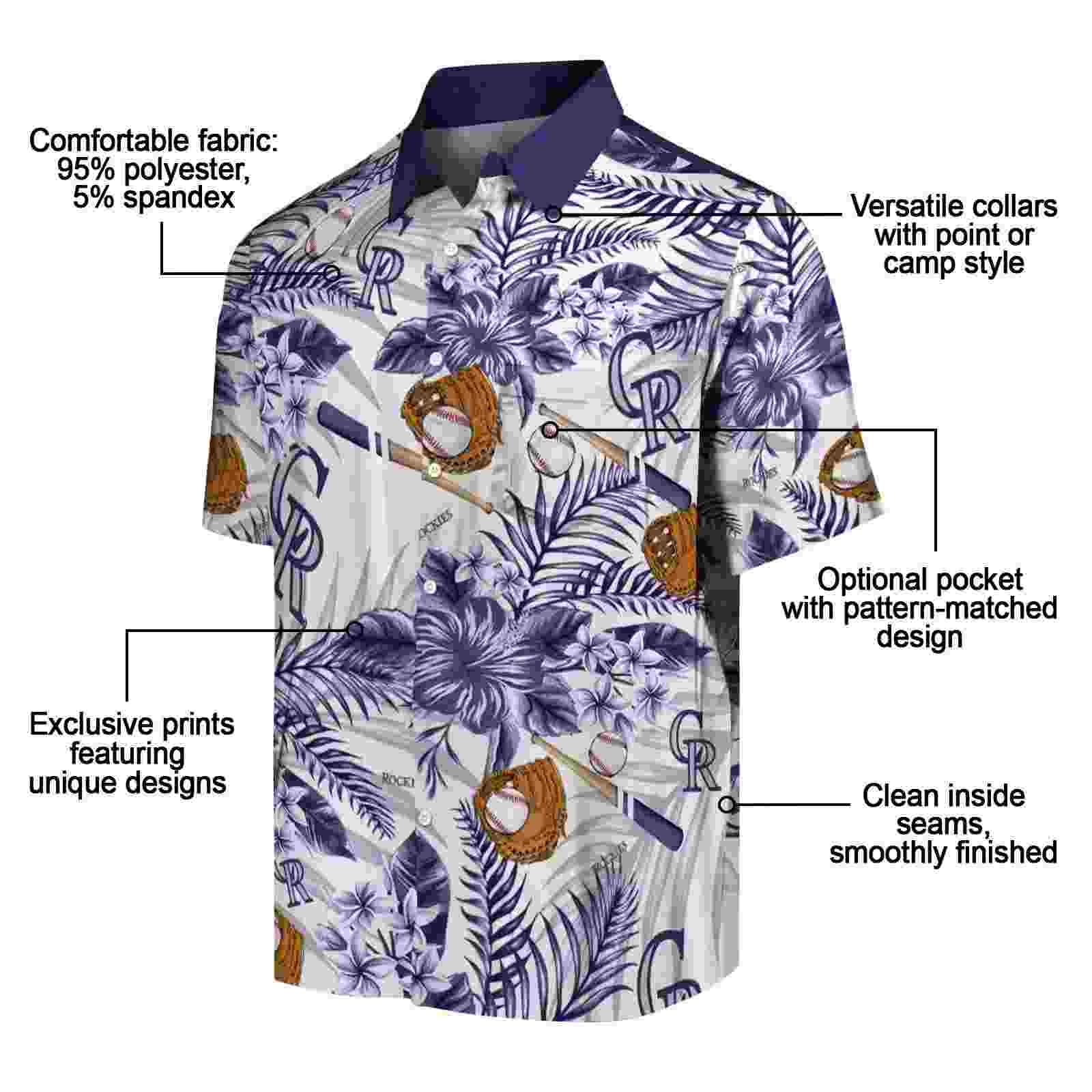 personalized colorado rockies floral baseball blue white hawaiian shirt new arrival