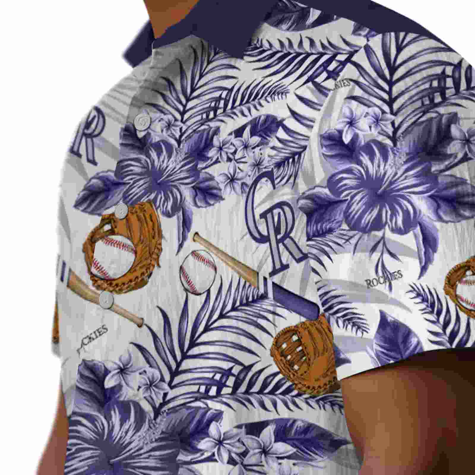 personalized colorado rockies floral baseball blue white hawaiian shirt trendy