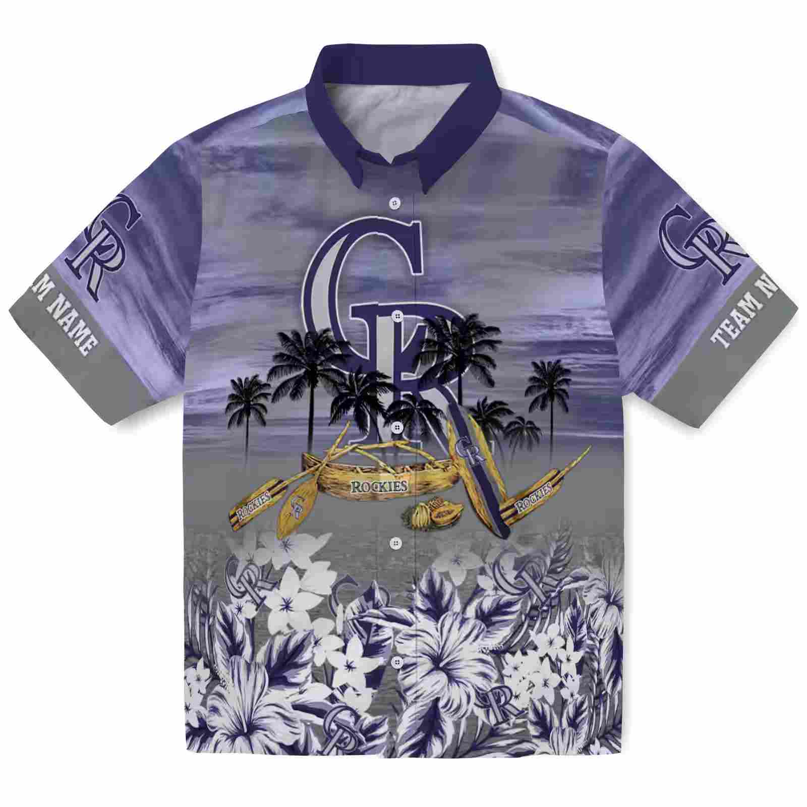 Personalized Colorado Rockies Tropical Canoe Blue Hawaiian Shirt