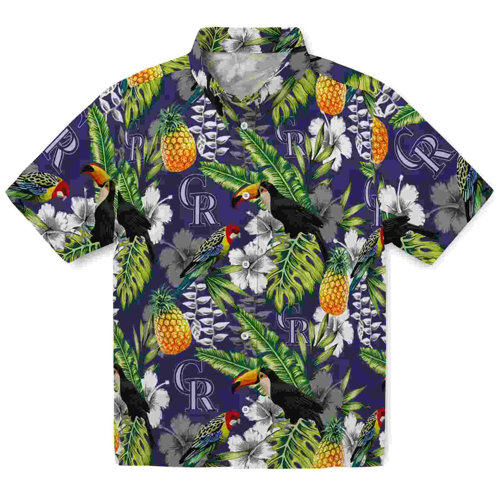 Personalized Colorado Rockies Tropical Toucan Blue Green Hawaiian Shirt