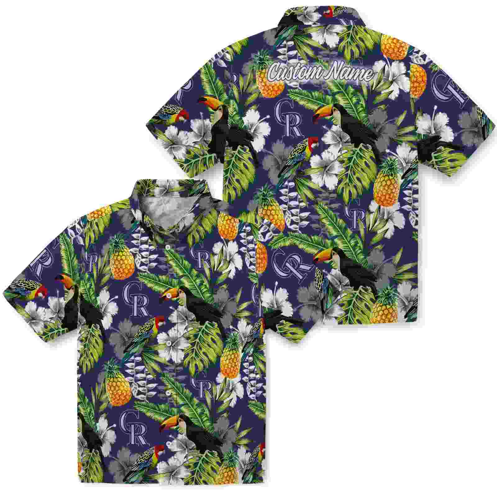 personalized colorado rockies tropical toucan blue green hawaiian shirt high quality