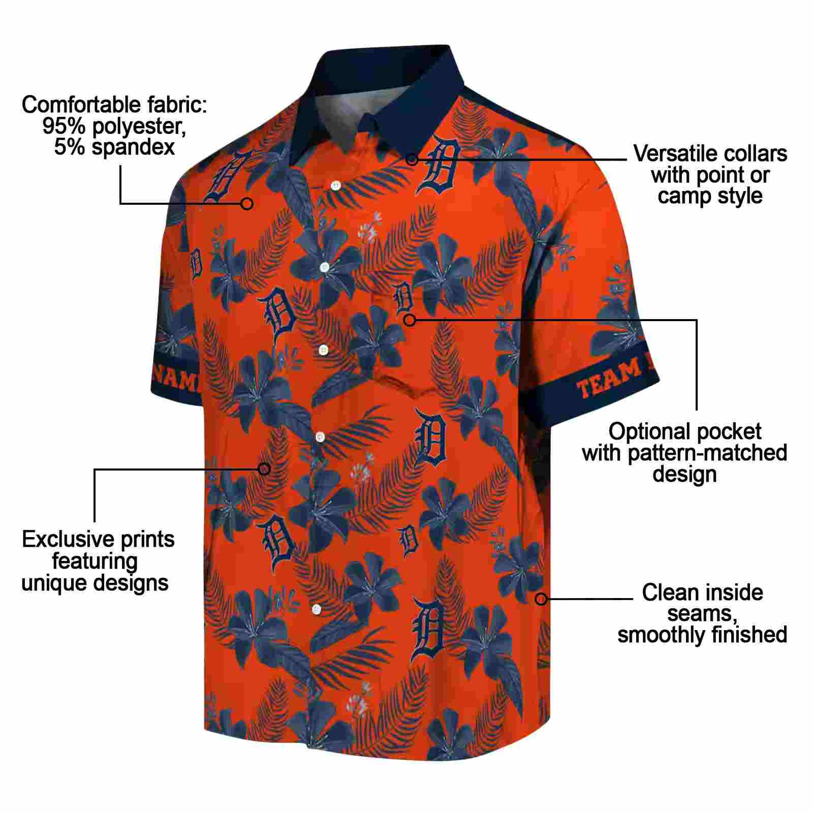 personalized detroit tigers botanical print orange hawaiian shirt new arrival