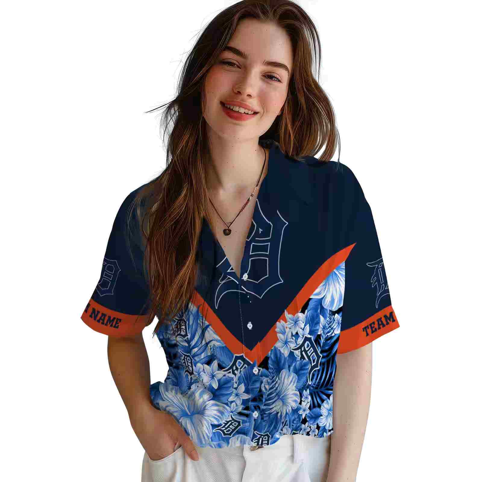 personalized detroit tigers floral chevron navy hawaiian shirt latest model