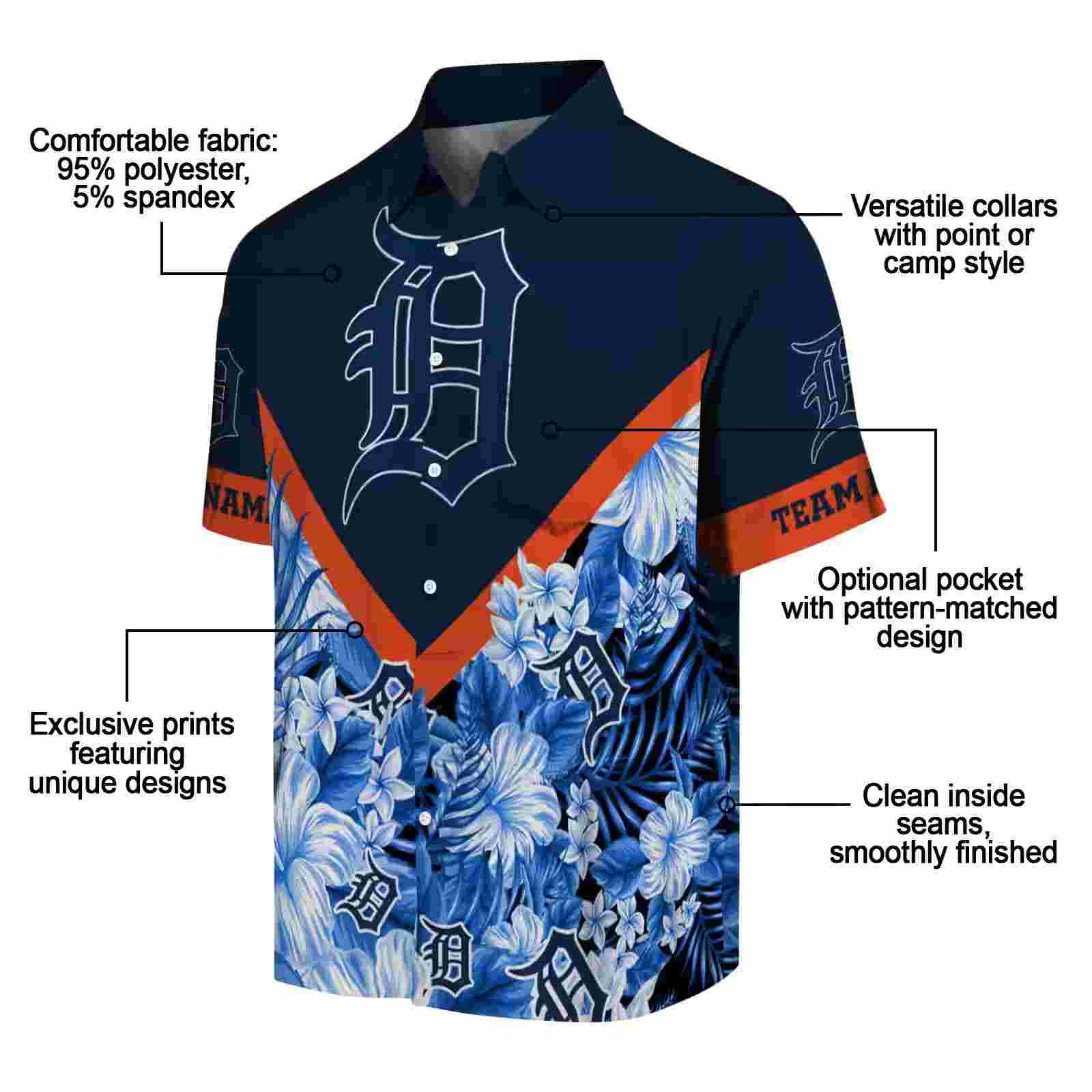 personalized detroit tigers floral chevron navy hawaiian shirt new arrival