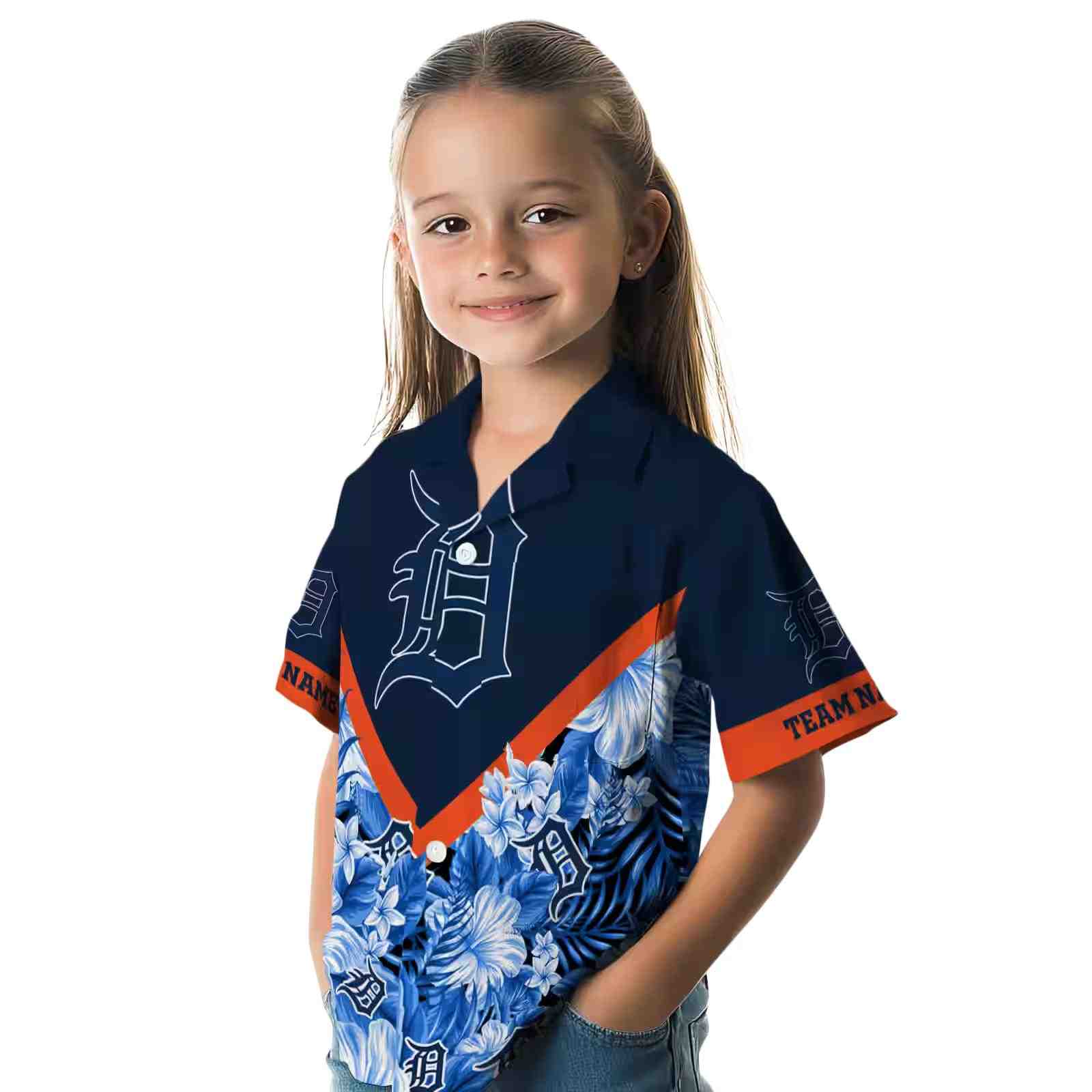 personalized detroit tigers floral chevron navy hawaiian shirt premium grade