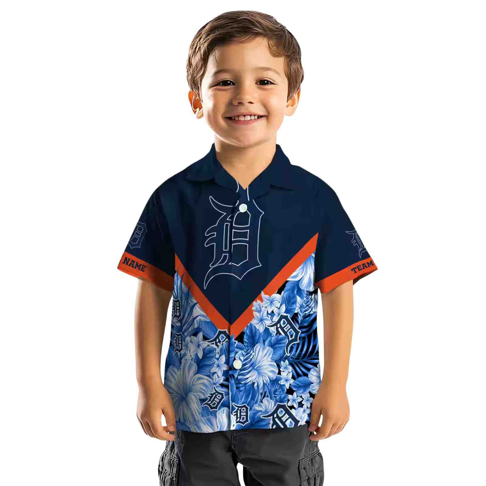 personalized detroit tigers floral chevron navy hawaiian shirt top rated