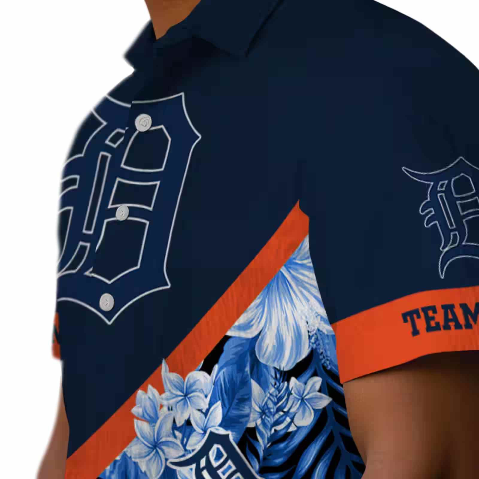 personalized detroit tigers floral chevron navy hawaiian shirt trendy