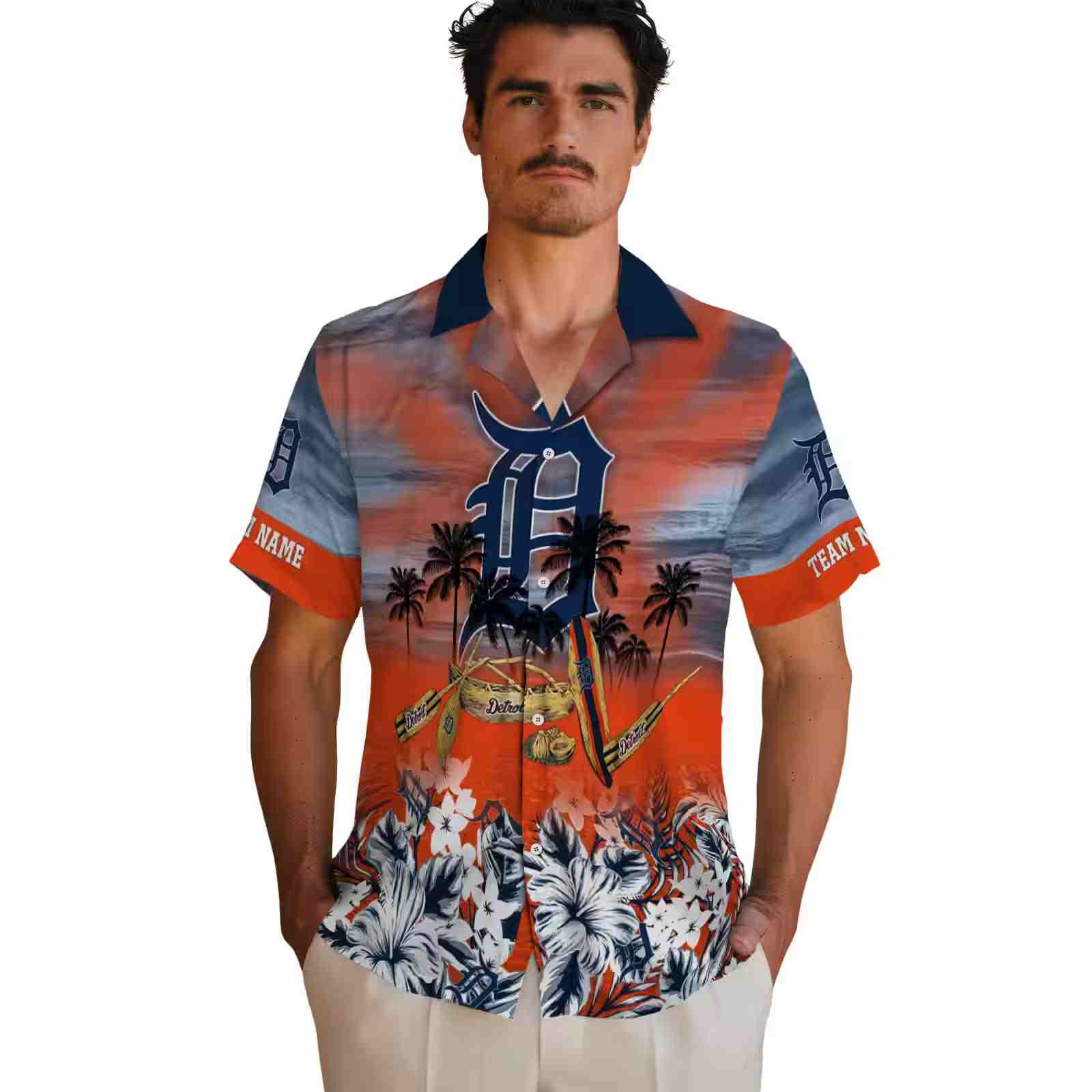 personalized detroit tigers tropical canoe navy hawaiian shirt fashion forward