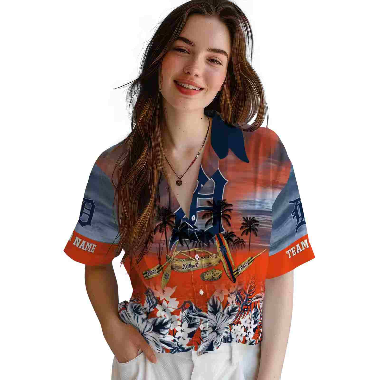 personalized detroit tigers tropical canoe navy hawaiian shirt latest model