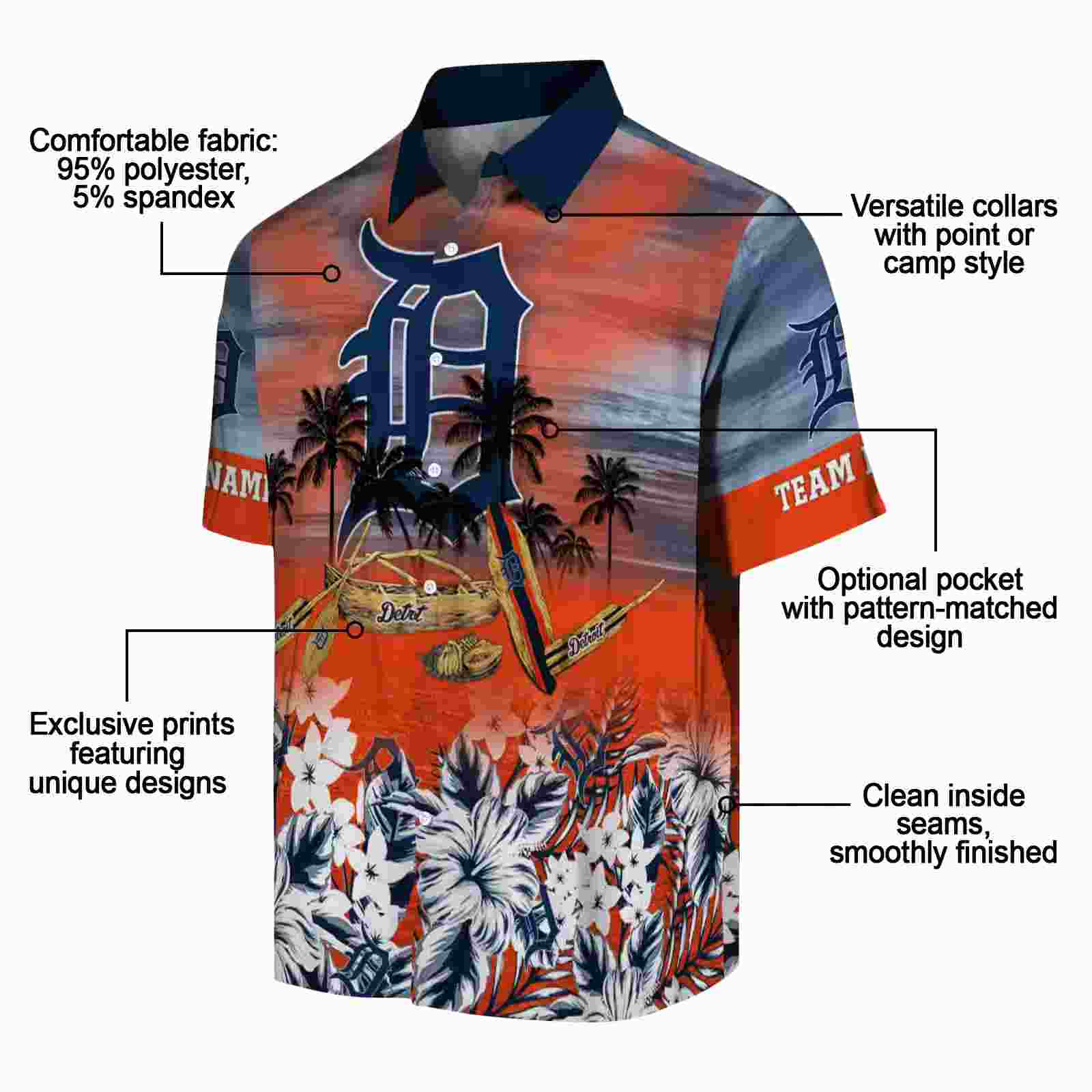 personalized detroit tigers tropical canoe navy hawaiian shirt new arrival