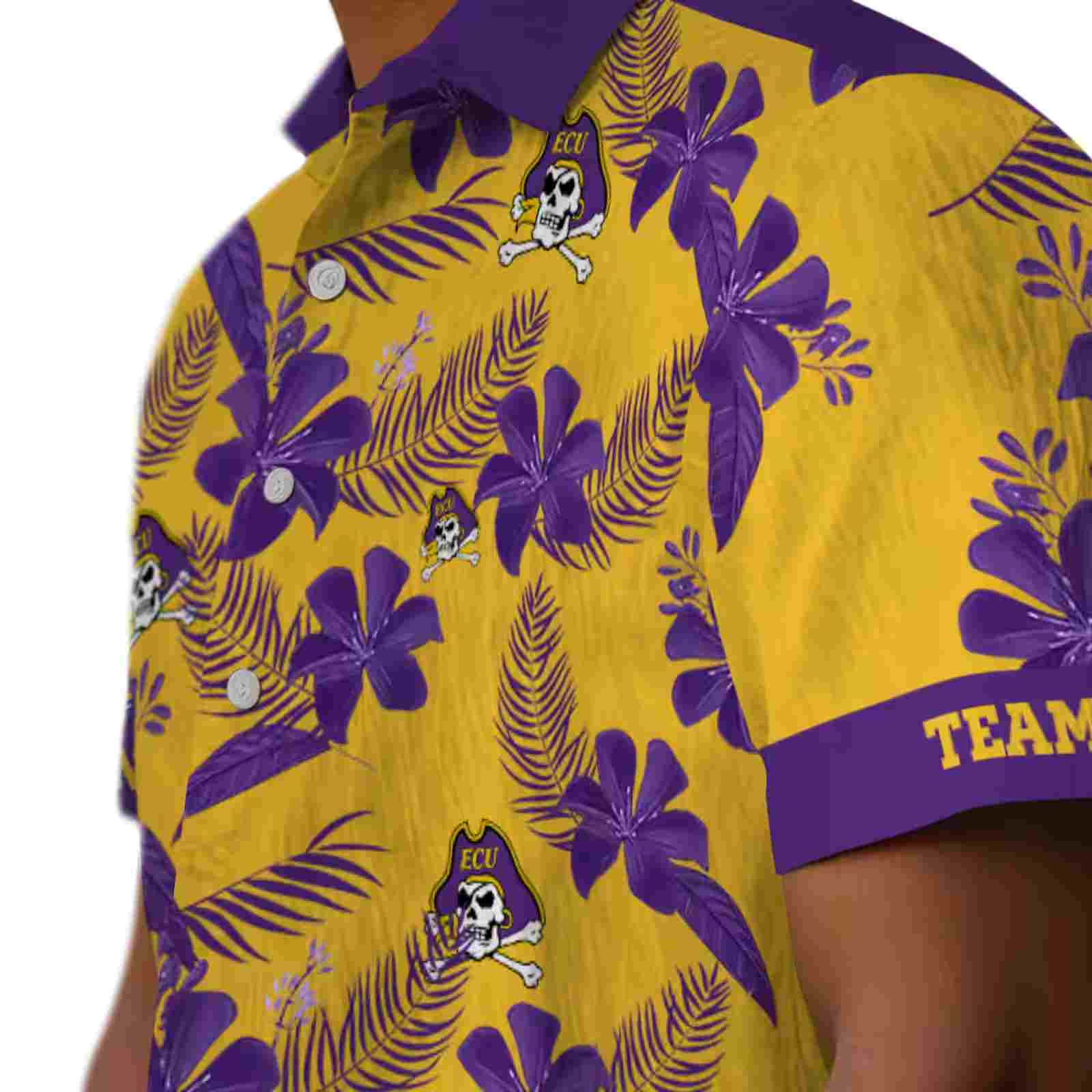 personalized east carolina pirates botanical print gold hawaiian shirt trendy