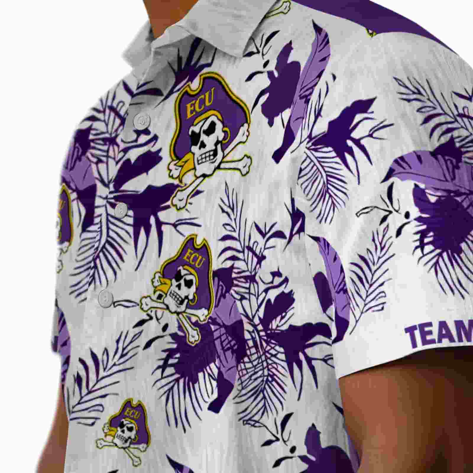 personalized east carolina pirates botanical theme purple white hawaiian shirt trendy