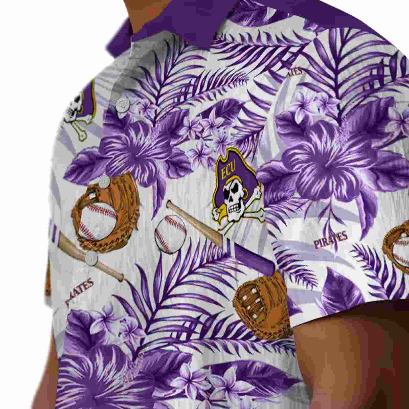 personalized east carolina pirates floral baseball purple white hawaiian shirt trendy