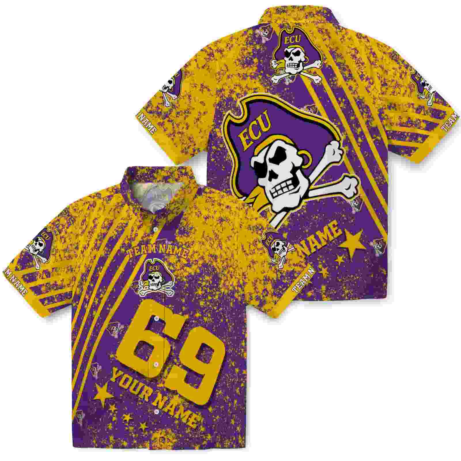 personalized east carolina pirates star stripes purple hawaiian shirt high quality