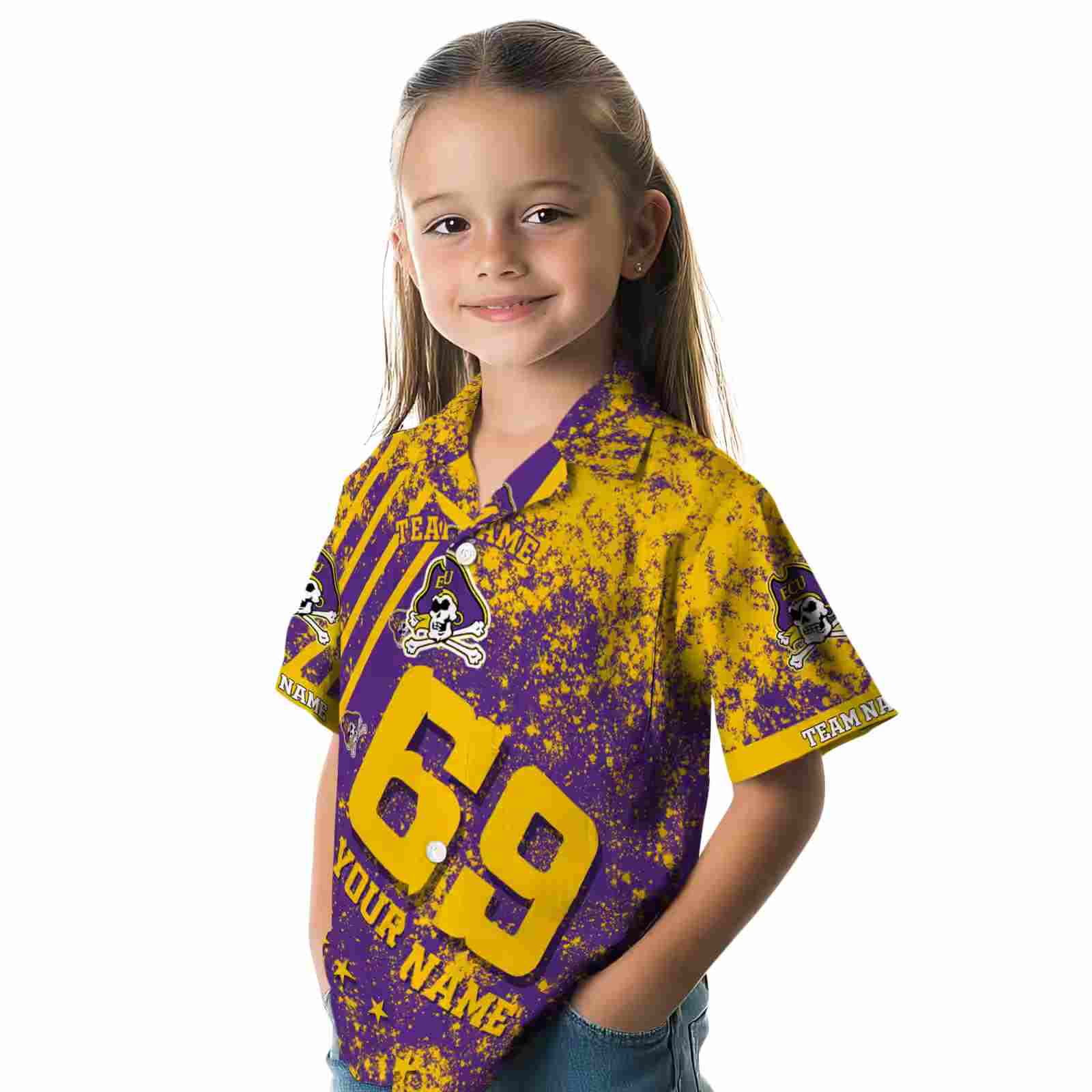 personalized east carolina pirates star stripes purple hawaiian shirt premium grade