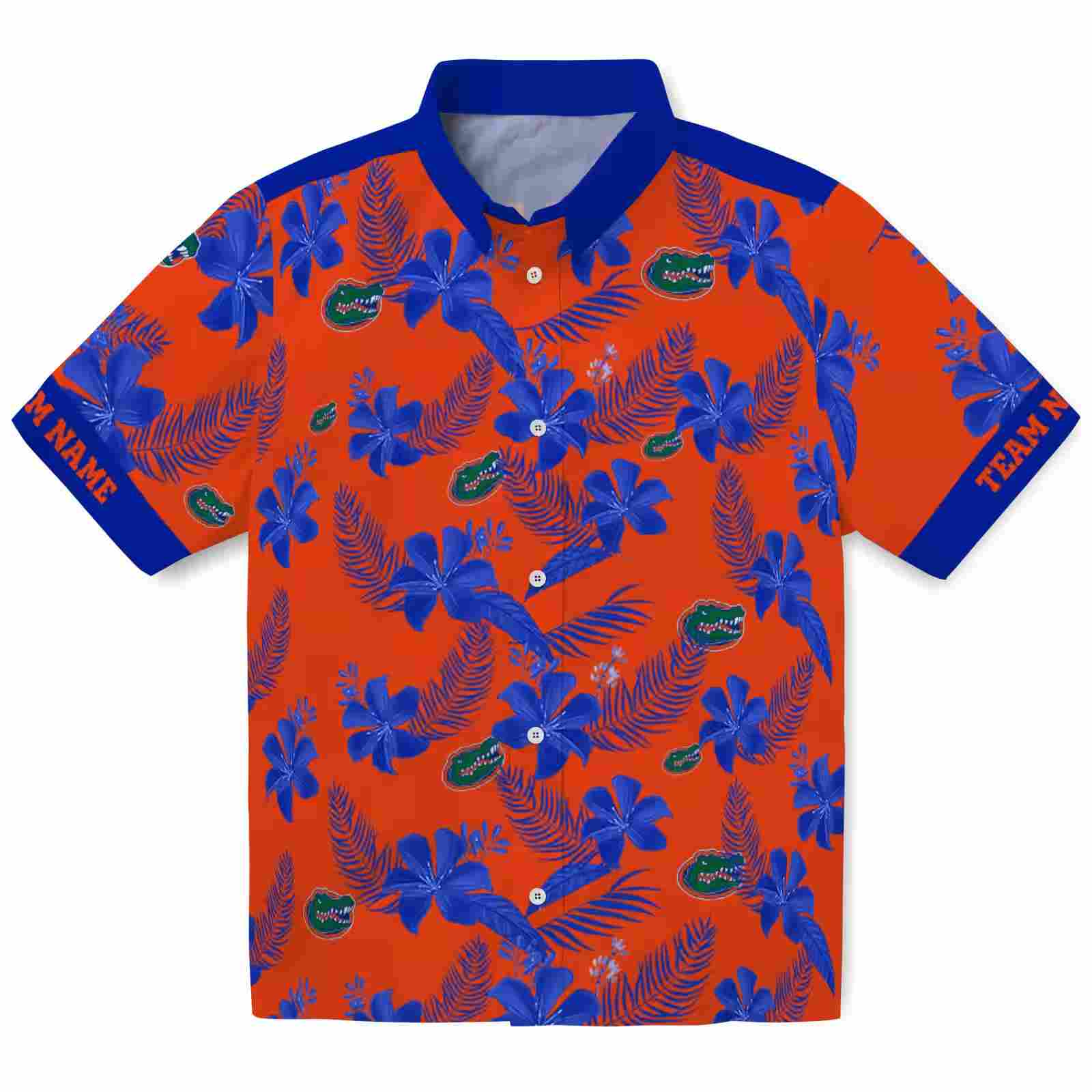 Personalized Florida Gators Botanical Print Orange Hawaiian Shirt