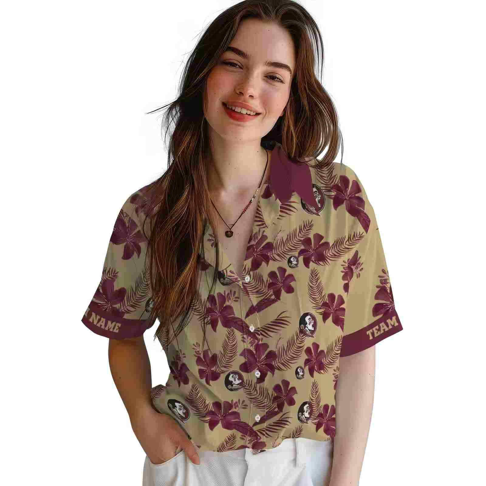 personalized florida state seminoles botanical print gold hawaiian shirt latest model