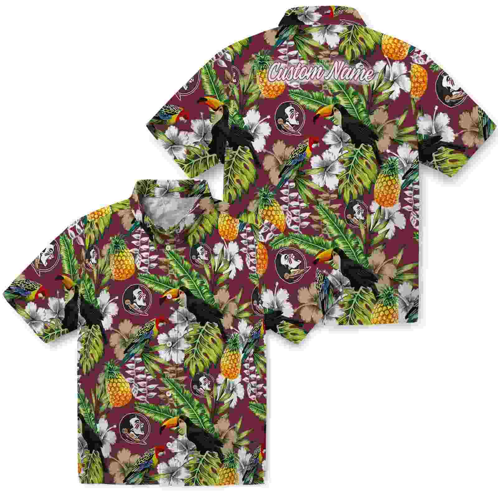 personalized florida state seminoles tropical toucan garnet green hawaiian shirt high quality