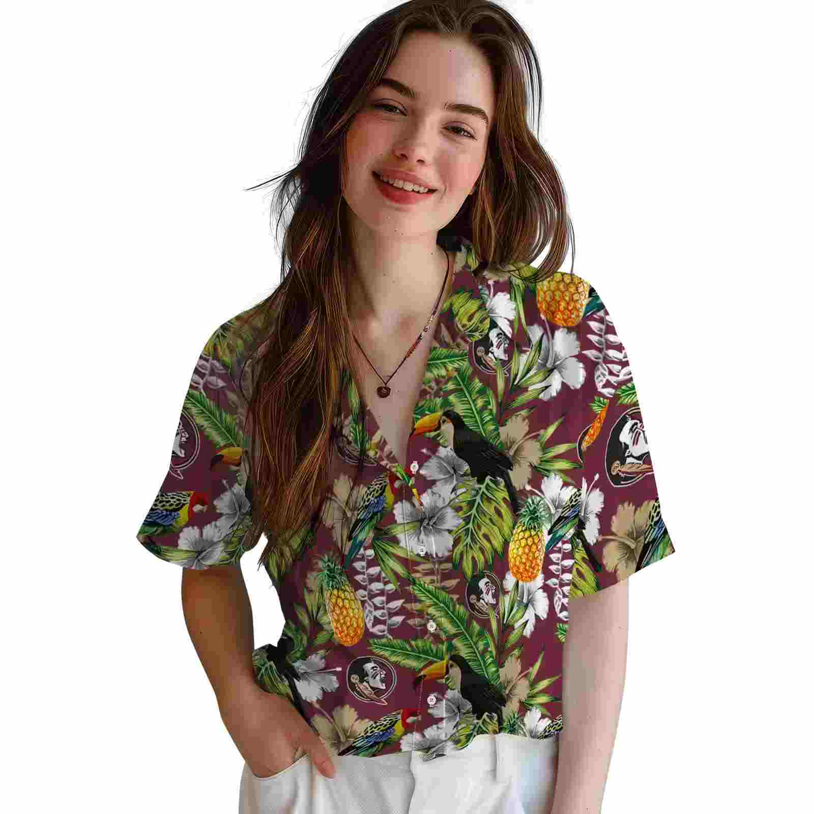 personalized florida state seminoles tropical toucan garnet green hawaiian shirt latest model