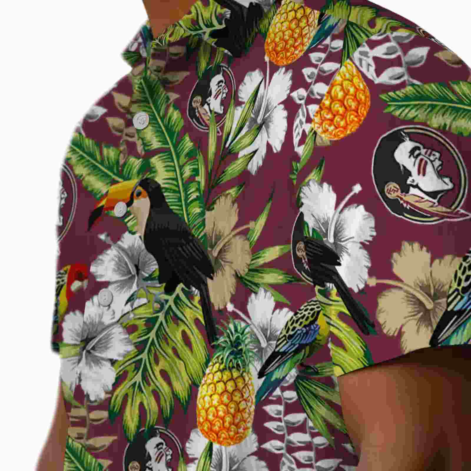 personalized florida state seminoles tropical toucan garnet green hawaiian shirt trendy