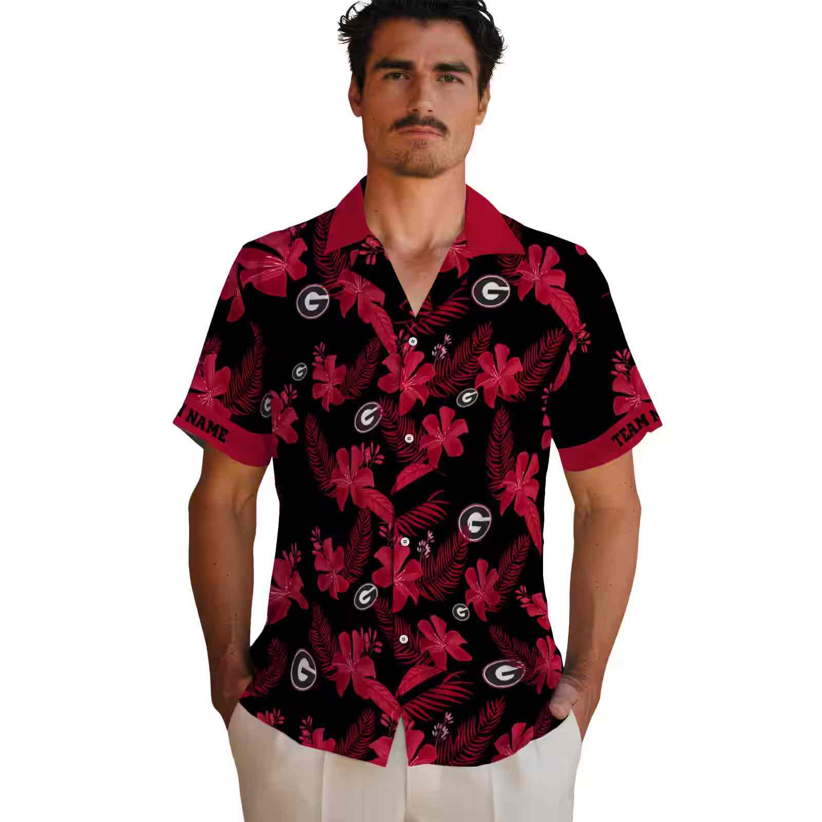 personalized georgia bulldogs botanical print black hawaiian shirt fashion forward