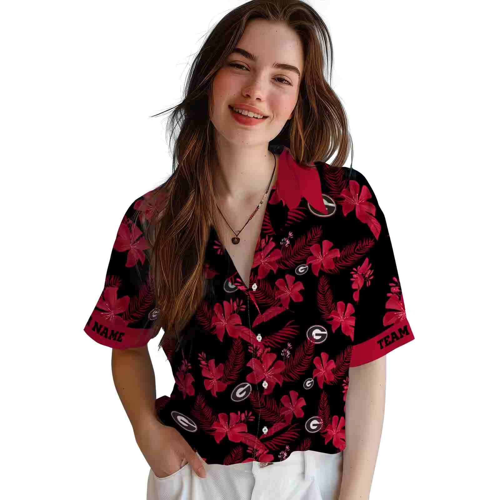 personalized georgia bulldogs botanical print black hawaiian shirt latest model