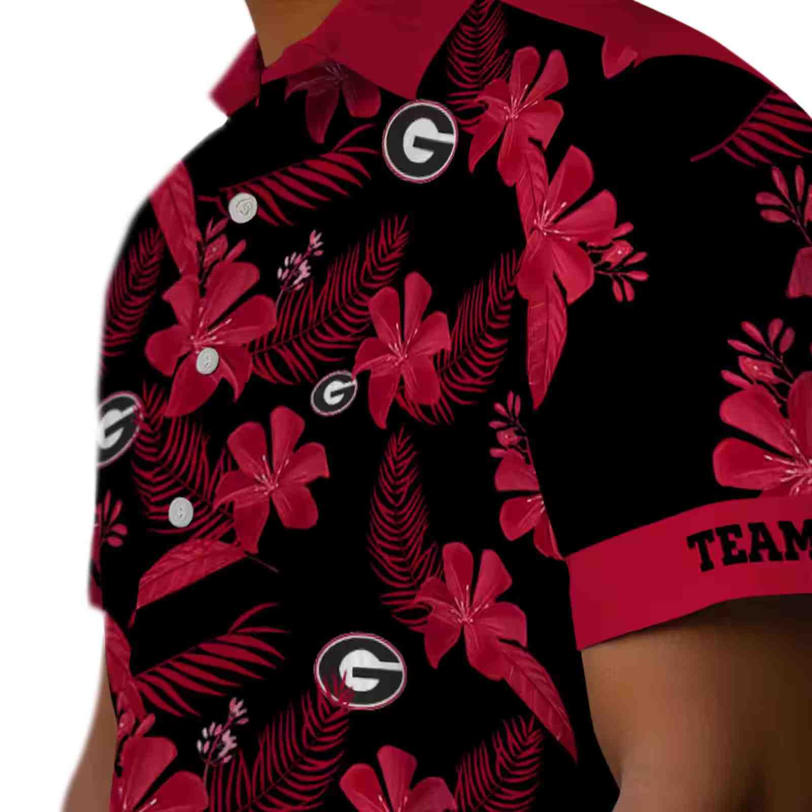 personalized georgia bulldogs botanical print black hawaiian shirt trendy