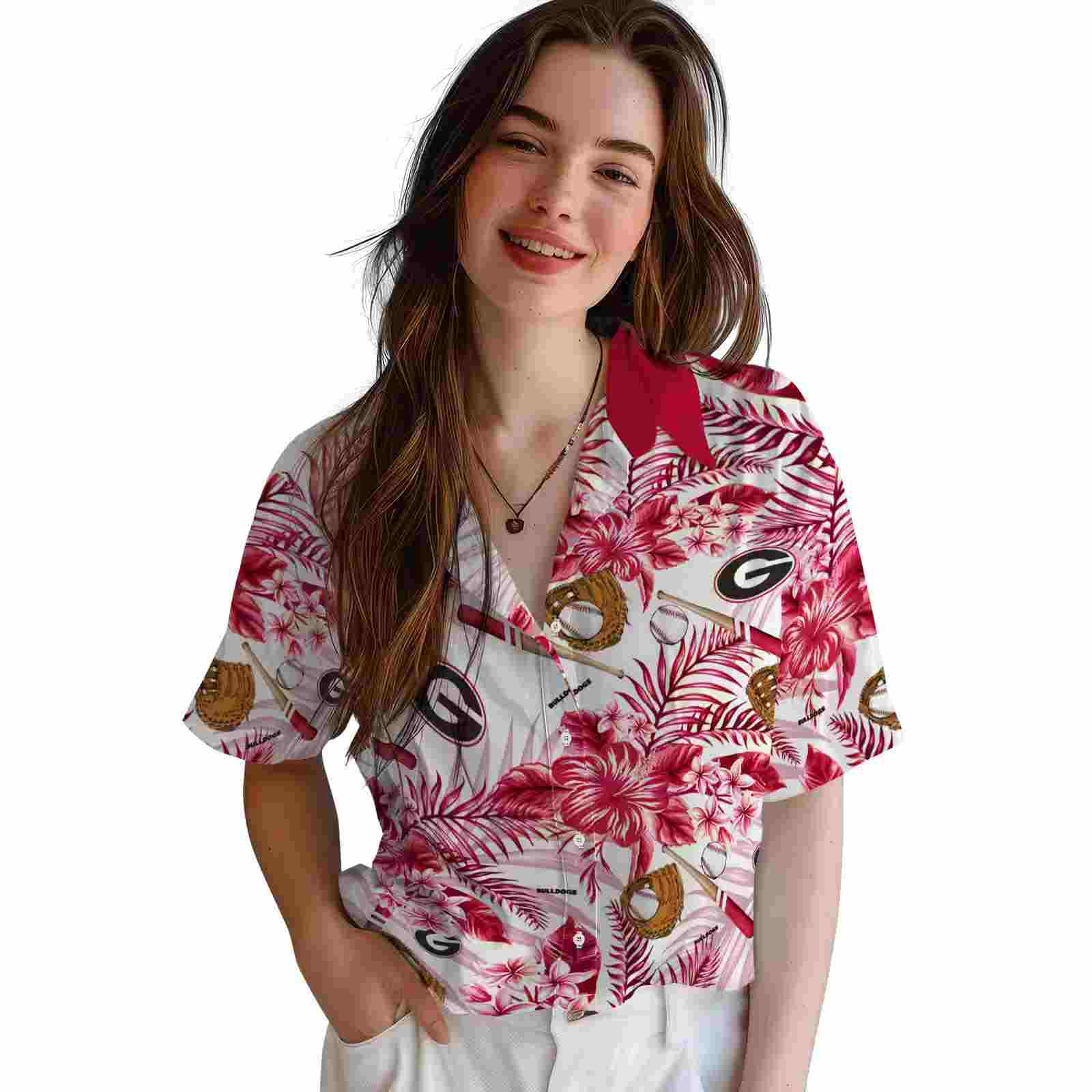 personalized georgia bulldogs floral baseball red white hawaiian shirt latest model