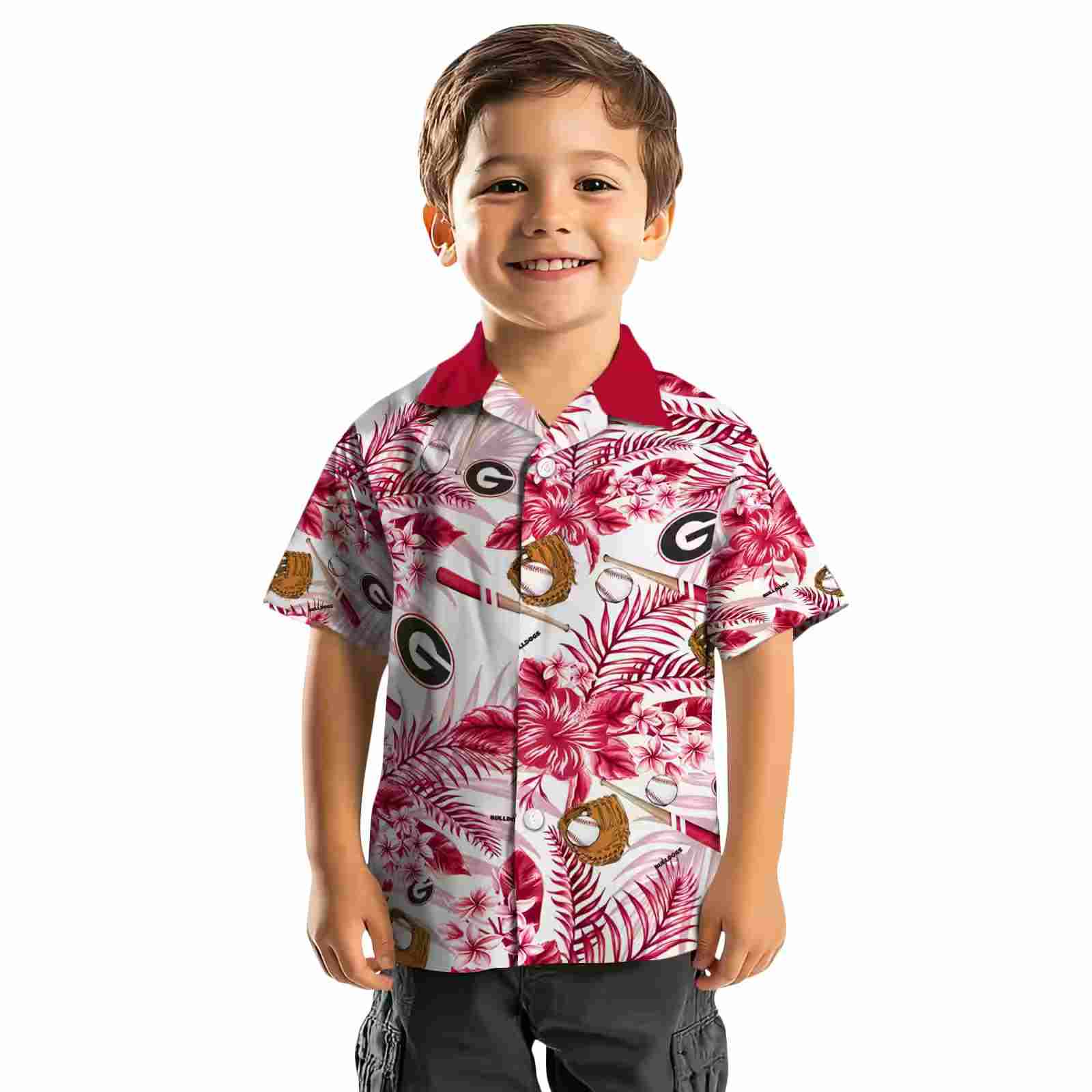 personalized georgia bulldogs floral baseball red white hawaiian shirt top rated