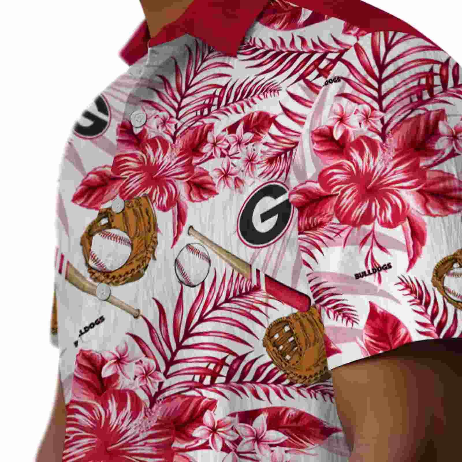 personalized georgia bulldogs floral baseball red white hawaiian shirt trendy