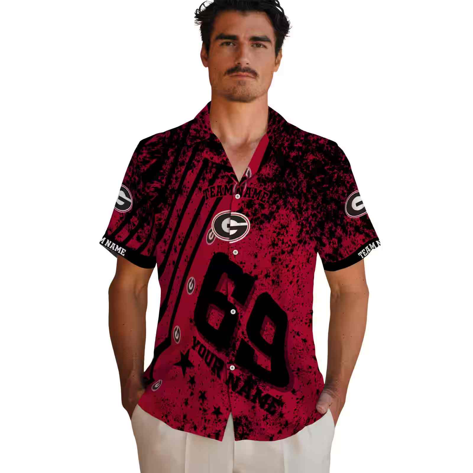 personalized georgia bulldogs star stripes red hawaiian shirt fashion forward