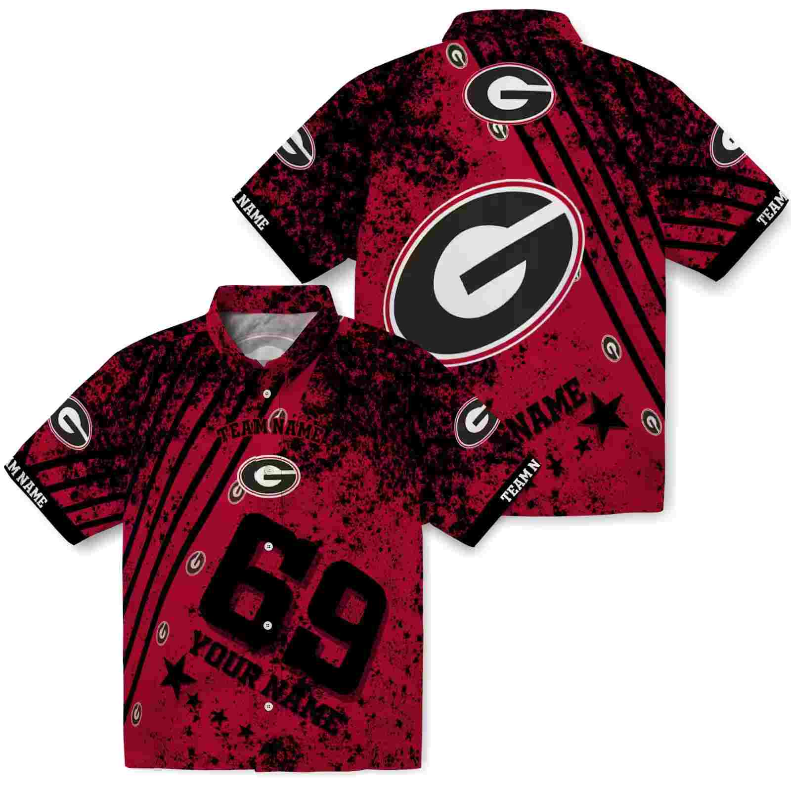 personalized georgia bulldogs star stripes red hawaiian shirt high quality