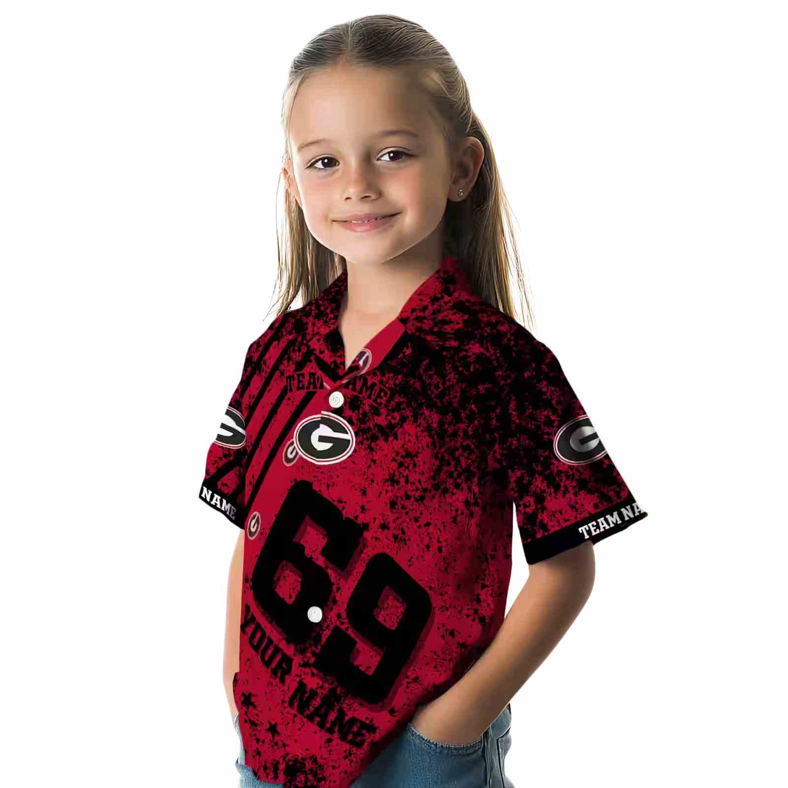 personalized georgia bulldogs star stripes red hawaiian shirt premium grade