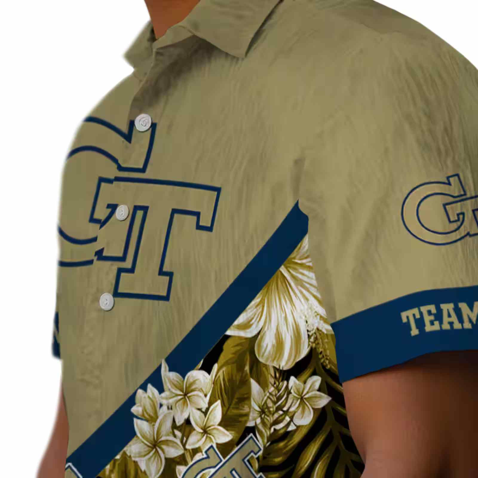 personalized georgia tech yellow jackets floral chevron gold hawaiian shirt trendy