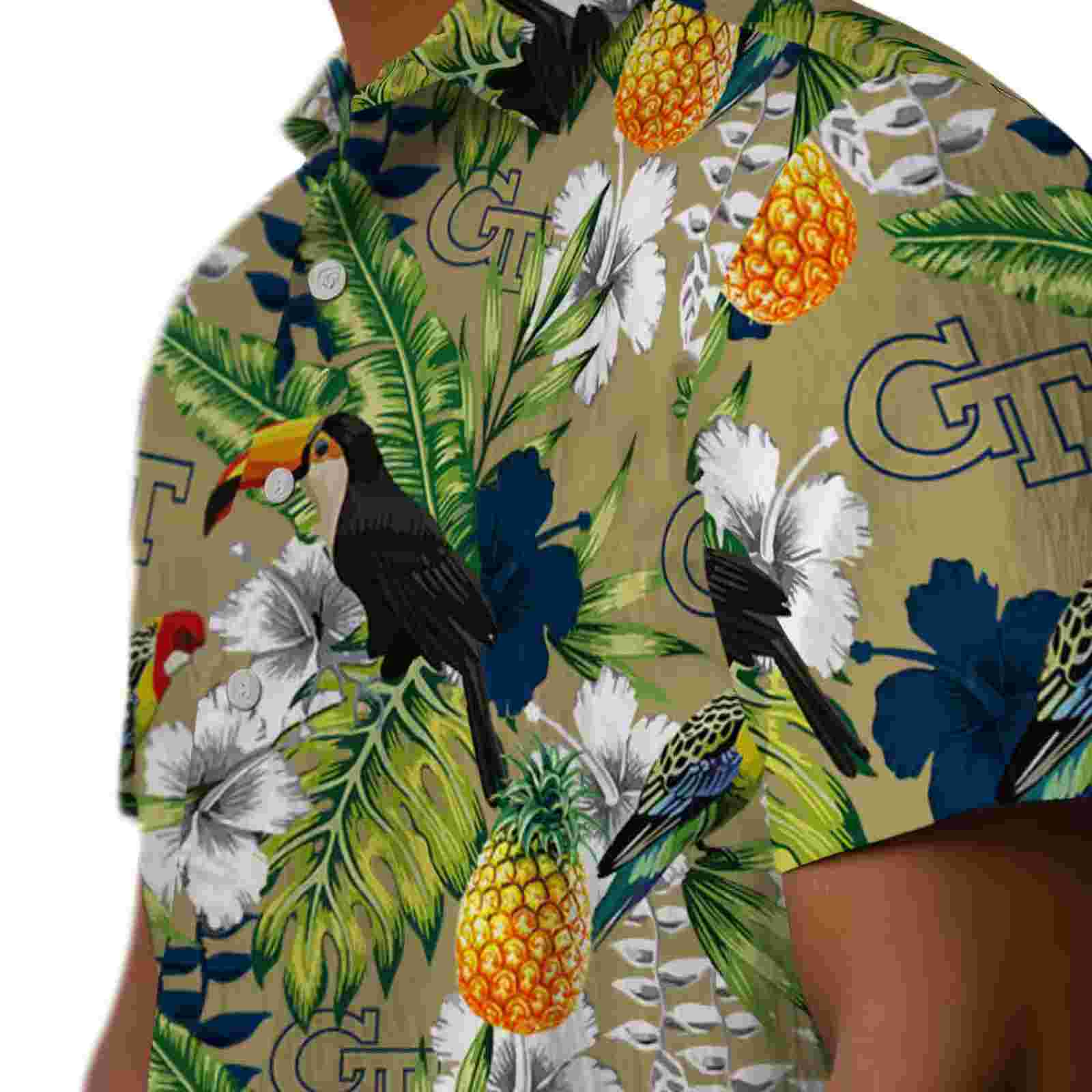 personalized georgia tech yellow jackets tropical toucan gold green hawaiian shirt trendy