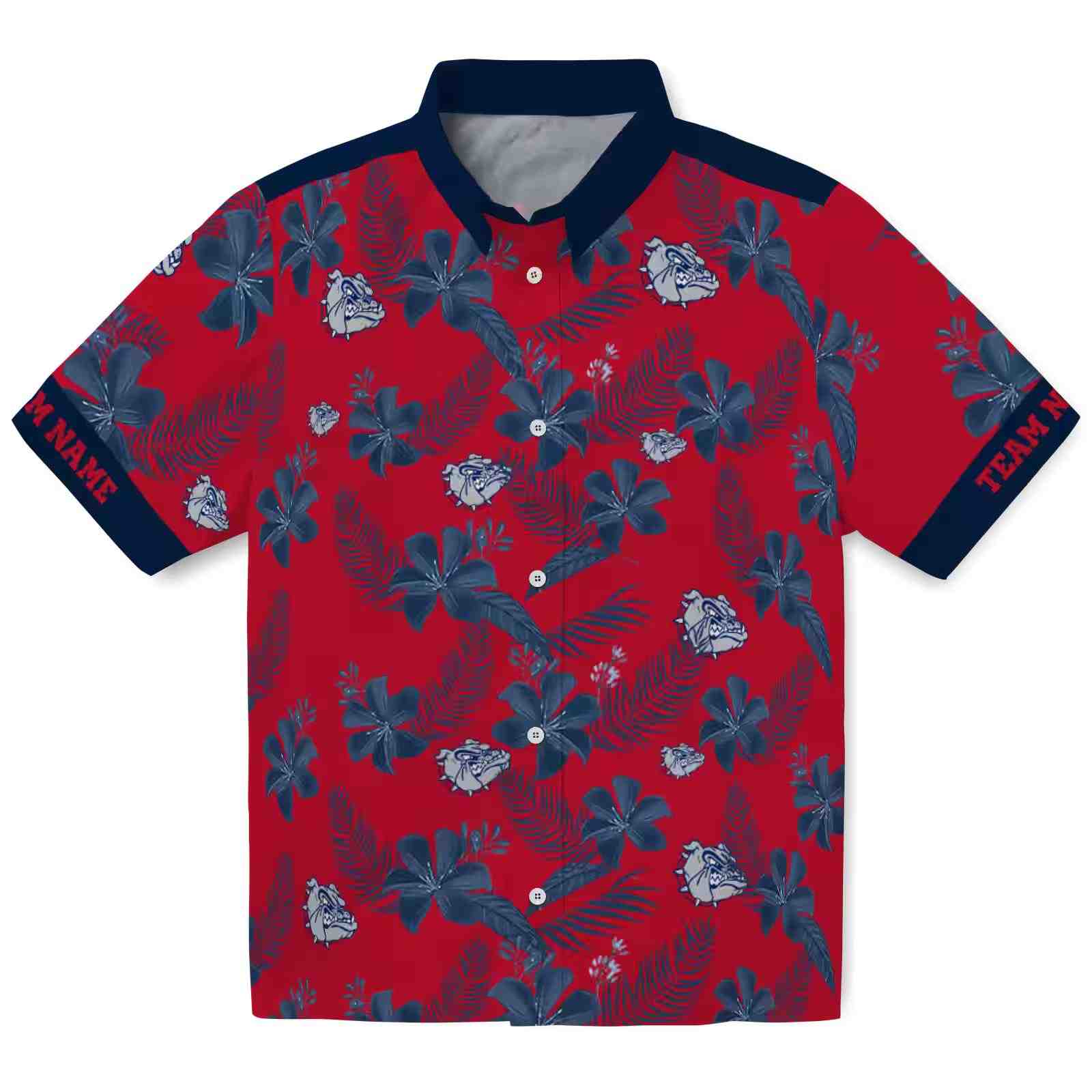 Personalized Gonzaga Bulldogs Botanical Print Red Hawaiian Shirt