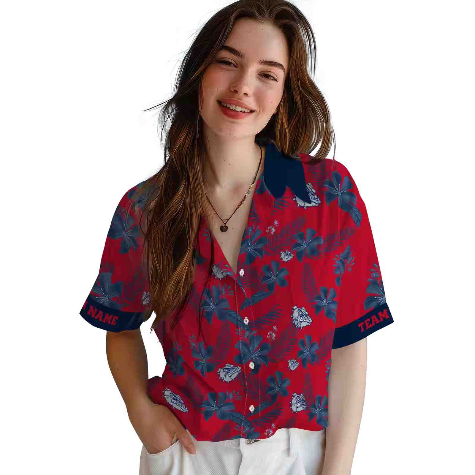 personalized gonzaga bulldogs botanical print red hawaiian shirt latest model