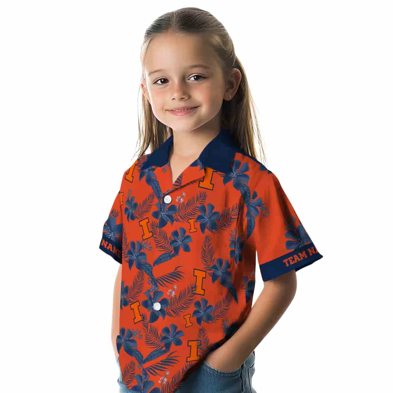 personalized illinois fighting illini botanical print orange hawaiian shirt premium grade