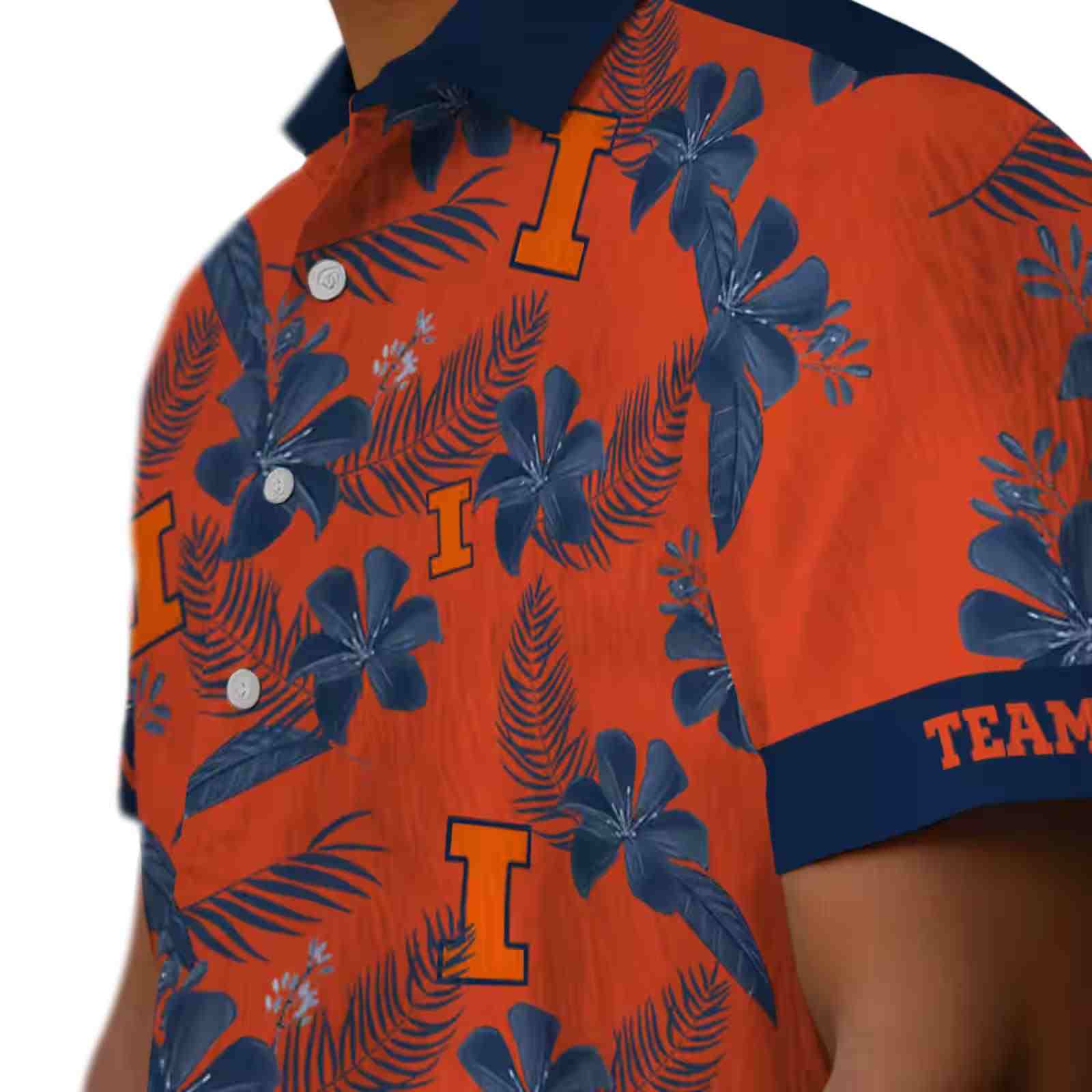 personalized illinois fighting illini botanical print orange hawaiian shirt trendy