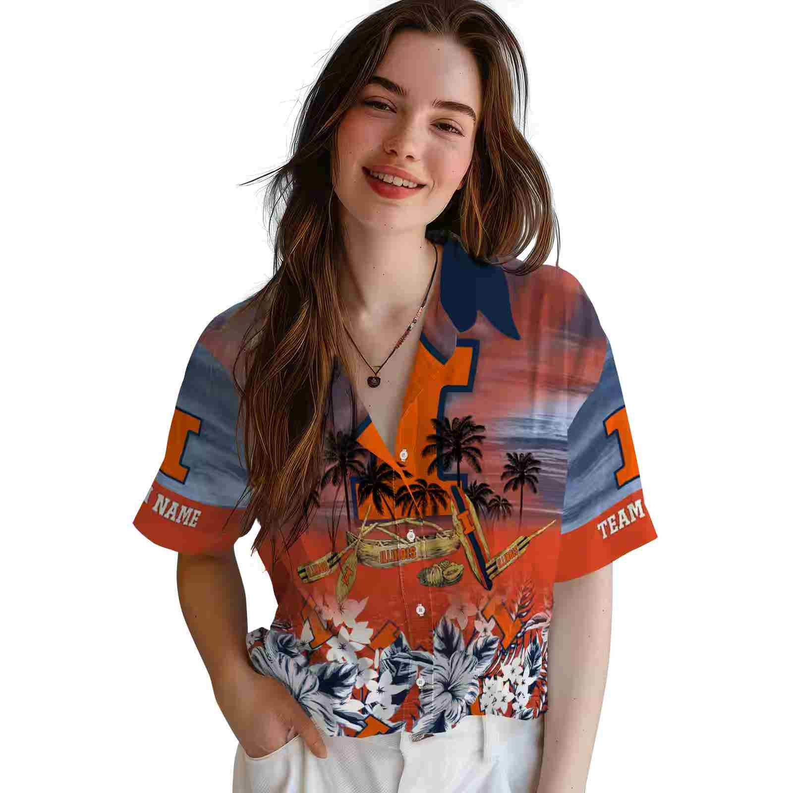 personalized illinois fighting illini tropical canoe blue hawaiian shirt latest model